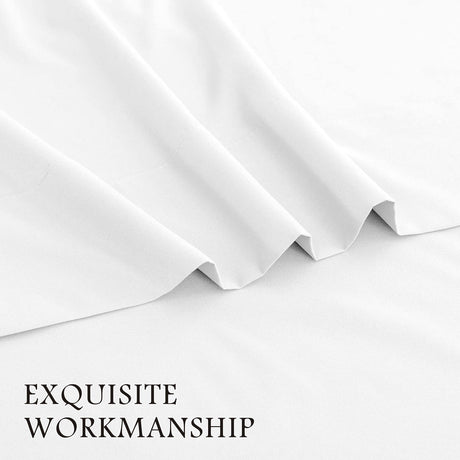 3 Piece Bed Sheet Set- Bedding Sheets & Pillowcases -Breathable Bedding - Wrinkle, Fade, Stain Resistant-Deep Pocket Flat Fitted Bed Sheet Set(White,King Single)