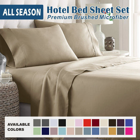 3 Piece Bed Sheet Set- Bedding Sheets & Pillowcases -Breathable Bedding - Wrinkle, Fade, Stain Resistant-Deep Pocket Flat Fitted Bed Sheet Set(Cream White,King Single)