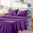 3 Piece Bed Sheet Set- Bedding Sheets & Pillowcases -Breathable Bedding - Wrinkle, Fade, Stain Resistant-Deep Pocket Flat Fitted Bed Sheet Set(Purple,King Single)