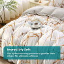 3 Piece Hotel Soft Microfiber Quilt Cover Set-2000TC Duvet/Donna Cover Set & Pillowcases -1 Quilt Cover Zipper Closure & 1 x Pillowcases-Breathable Bedding - Wrinkle, Fade, Stain Resistant(Marble Gleam,Queen)