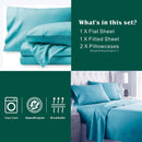 4 Piece Bed Sheet Set- Bedding Sheets & Pillowcases -Breathable Bedding - Wrinkle, Fade, Stain Resistant-Deep Pocket Flat Fitted Bed Sheet Set(Ice Blue,Queen)