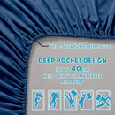 4 Piece Bed Sheet Set- Bedding Sheets & Pillowcases -Breathable Bedding - Wrinkle, Fade, Stain Resistant-Deep Pocket Flat Fitted Bed Sheet Set(Navy,Queen)