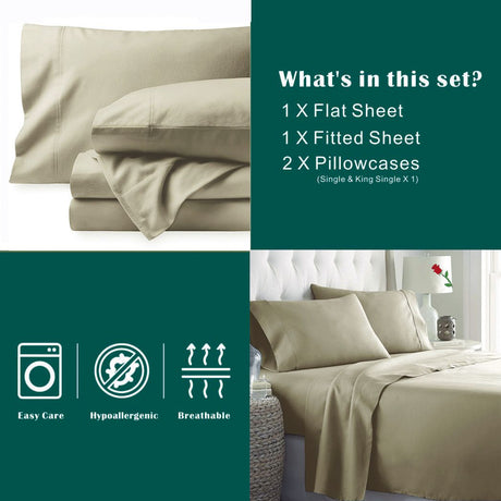 4 Piece Bed Sheet Set- Bedding Sheets & Pillowcases -Breathable Bedding - Wrinkle, Fade, Stain Resistant-Deep Pocket Flat Fitted Bed Sheet Set(Camel Beige,Queen)
