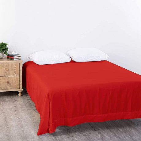 Elegant Comfort Premium Hotel Quality 1-Piece Queen Flat Sheet, Luxury and Softest 2000 Thread Count Bedding Flat Sheet(Queen,Red)