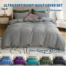 2 Piece Hotel Soft Microfiber Quilt Cover Set-2000TC Duvet/Donna Cover Set & Pillowcases -1 Quilt Cover Zipper Closure & 1 x Pillowcases-Breathable Bedding - Wrinkle, Fade, Stain Resistant(Grey,Single)