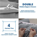 2 Piece Hotel Soft Microfiber Quilt Cover Set-2000TC Duvet/Donna Cover Set & Pillowcases -1 Quilt Cover Zipper Closure & 1 x Pillowcases-Breathable Bedding - Wrinkle, Fade, Stain Resistant(Grey,Single)