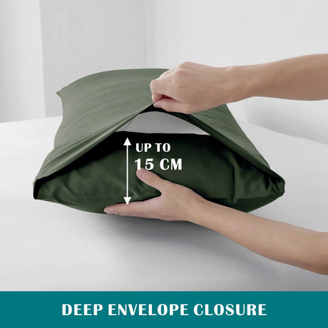 2 Piece Hotel Soft Microfiber Quilt Cover Set-2000TC Duvet/Donna Cover Set & Pillowcases -1 Quilt Cover Zipper Closure & 1 x Pillowcases-Breathable Bedding - Wrinkle, Fade, Stain Resistant(Olive green,Single)