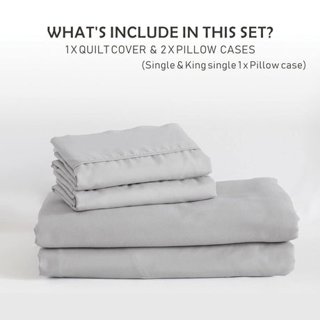2 Piece Hotel Soft Microfiber Quilt Cover Set-2000TC Duvet/Donna Cover Set & Pillowcases -1 Quilt Cover Zipper Closure & 1 x Pillowcases-Breathable Bedding - Wrinkle, Fade, Stain Resistant(Silver-gray,Single)