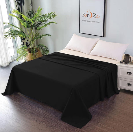 Elegant Comfort Premium Hotel Quality 1-Piece Single Flat Sheet, Luxury and Softest 2000 Thread Count Bedding Flat Sheet(Single,Black)