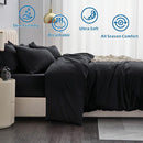 3 Piece Hotel Soft Microfiber Quilt Cover Set-2000TC Duvet/Donna Cover Set & Pillowcases -1 Quilt Cover Zipper Closure & 1 x Pillowcases-Breathable Bedding - Wrinkle, Fade, Stain Resistant(Black,Super King)