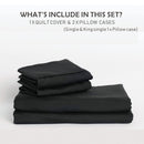 3 Piece Hotel Soft Microfiber Quilt Cover Set-2000TC Duvet/Donna Cover Set & Pillowcases -1 Quilt Cover Zipper Closure & 1 x Pillowcases-Breathable Bedding - Wrinkle, Fade, Stain Resistant(Black,Super King)