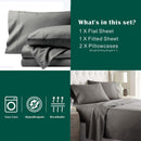4 Piece Bed Sheet Set- Bedding Sheets & Pillowcases -Breathable Bedding - Wrinkle, Fade, Stain Resistant-Deep Pocket Flat Fitted Bed Sheet Set(Grey,Super King)