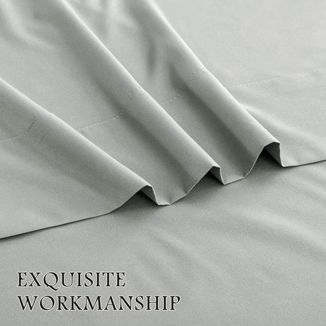 4 Piece Bed Sheet Set- Bedding Sheets & Pillowcases -Breathable Bedding - Wrinkle, Fade, Stain Resistant-Deep Pocket Flat Fitted Bed Sheet Set(Silver-gray,Super King)
