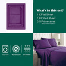 4 Piece Bed Sheet Set- Bedding Sheets & Pillowcases -Breathable Bedding - Wrinkle, Fade, Stain Resistant-Deep Pocket Flat Fitted Bed Sheet Set(Purple,Super King)