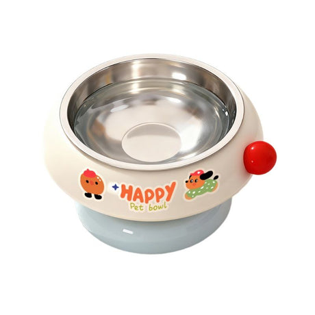 Pet Stainless Steel Cat Bowl, Non-Slip Dopamine Color Cat Food Bowl, Anti-Black Chin, Elevated Ice Cream Cat Bowl, Neck Protection - Ice cream bowl-blue and white