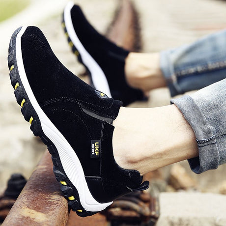 New Code Men Hiking Shoes Rubber Sole Low Top Yellow 40