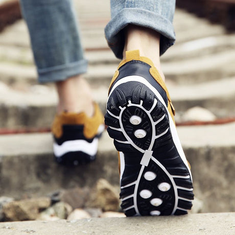 New Code Men Hiking Shoes Rubber Sole Low Top Yellow 40