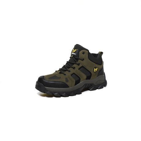 QIFENG Mens High Top Hiking Shoes Anti Slip Rubber Sole Army Green 46
