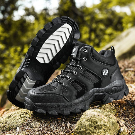 QIFENG Mens High Top Hiking Shoes Anti Slip Rubber Sole Army Green 46