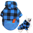 Wonderful Pet Sweater Plaid Zipper Pocket Wool Zipper Pocket Blue and Black L (chest circumference 47 back length 35cm)