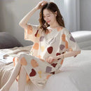 Women Summer Sleepwear Polyester Loose Dress Yellow 4XL
