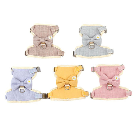 Zichen Cat Harness Vest Style Cotton Traction Rope Blue (cinnamon dog bow) S(1.0 recommendation 1.50 kg-3.50 kg