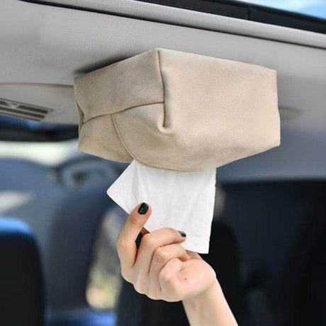 Car Tissue Box PU Magnetic Holder Yellow brown