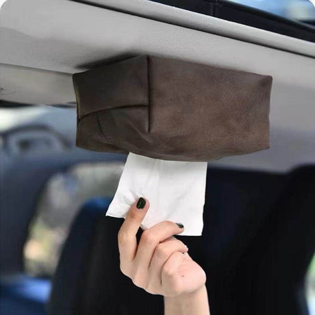 Car Tissue Box PU Magnetic Holder Coffee color
