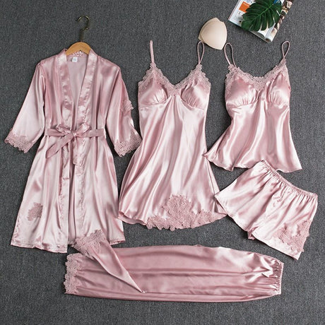 Butterfly Women Sleepwear Set Polyester Long Sleeve Wine Red