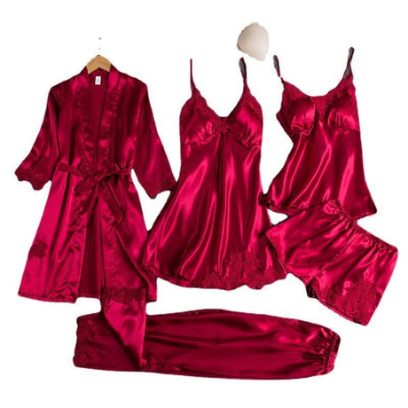 Butterfly Women Sleepwear Set Polyester Long Sleeve Brown XXL