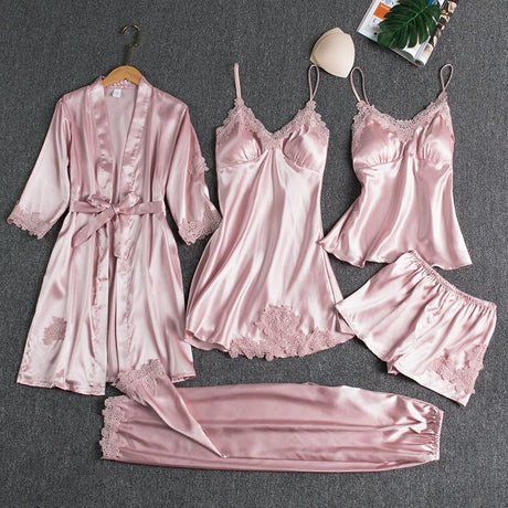 Butterfly Women Sleepwear Set Polyester Long Sleeve Brown XXXL