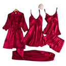 Butterfly Women Sleepwear Set Polyester Long Sleeve Brown XXXL