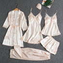 Butterfly Women Sleepwear Set Polyester Long Sleeve Navy Blue XXXL