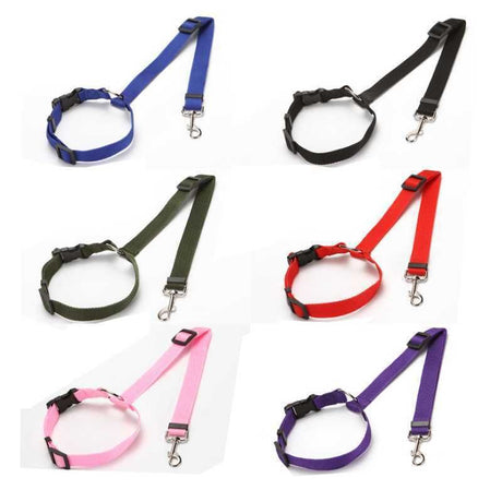 Li hang Pet Car Seat Belt Dog Harness Safety Rope Deep pink