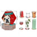 Drink Coasters Set of 6 with Holder,Cute Dog Absorbent Ceramic Coasters with Cork Base,Flexible Durable Non-Slip Hot,Tabletop Protection Mat for Table,Office,Desk,Bar,Gift
