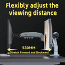 Single Monitor Arm for 17-30 Inch Screens,Height Adjustable Desk Mount Sliver Aluminium Monitor Stand, VESA 75/100mm with C-Clamp/Grommet Base&Gas Spring,Ergonomic Stand for Work/Gaming