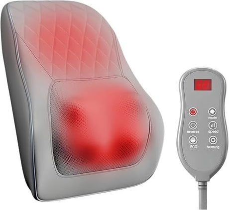 Shiatsu Neck Massager with Heat and Remote,3D Kneading Back Massager, Massage Pillow for Back,Shoulder, Leg for Pain Relief, Gifts for Men Women Mom Dad, at Home Office and Car(Gray)