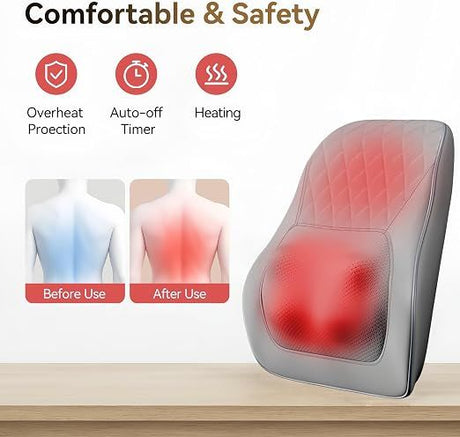 Shiatsu Neck Massager with Heat and Remote,3D Kneading Back Massager, Massage Pillow for Back,Shoulder, Leg for Pain Relief, Gifts for Men Women Mom Dad, at Home Office and Car(Gray)