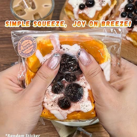 Creative Pearl Toast Slow-Rising Stress-Relieving Toy, Handmade,Soft Stress Relief Desktop Gadget for Office & Home, Adult Hand Tension Relaxer, Fun Squeezing Toy