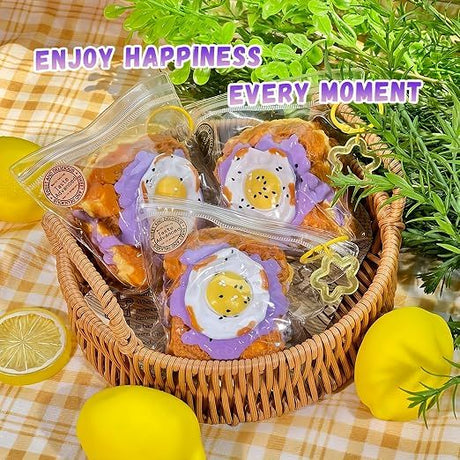 Creative Fried Egg Toast Slow-Rising Stress-Relieving Toy, Handmade,Soft Stress Relief Desktop Gadget for Office & Home, Adult Hand Tension Relaxer, Fun Squeezing Toy