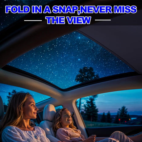 2025/2026 Tesla Model Y Juniper Sunshade Roof, Foldable Heat Blocking,UV Protection & Reflective Sunroof Shade with Nano Ice-Crystal Coatings for Tesla Model Y Accessories
