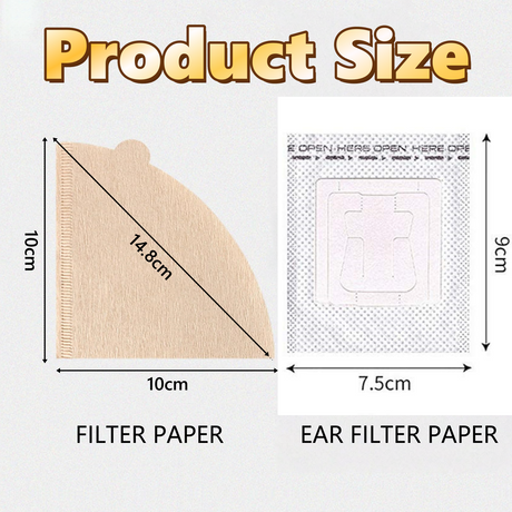 Coffee Filter Paper,100Pcs V60 Cone&50Pcs Hanging Ear Drip, Disposable Natural Unbleached Paper Filters with Pour Over and Drip Coffee Maker