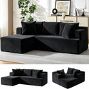 Couch Modular Sectional 3 Seater Sofa L-Shaped Black,81" Boneless Sofa Bed, Deep Seat and Side Pockets,Breathable Cheneille, High Density Pure Sponge,No Assembly Needed