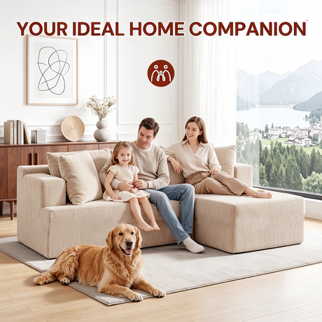 Couch Modular Sectional 3 Seater Sofa L-Shaped Khaki，81