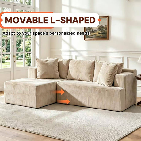 Couch Modular Sectional 3 Seater Sofa L-Shaped Khaki，81