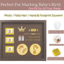 Baby Hand and Footprint Kit with 3 Photo Slots, Golden Ink Pad & Number/Letter Stickers, Non-Toxic Newborn Gift Set for Baby Shower, Nursery Decor, Keepsake Memory Frame