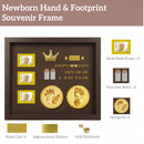 Baby Hand and Footprint Kit with 3 Photo Slots, Golden Ink Pad & Number/Letter Stickers, Non-Toxic Newborn Gift Set for Baby Shower, Nursery Decor, Keepsake Memory Frame