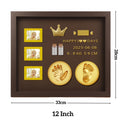 Baby Hand and Footprint Kit with 3 Photo Slots, Golden Ink Pad & Number/Letter Stickers, Non-Toxic Newborn Gift Set for Baby Shower, Nursery Decor, Keepsake Memory Frame