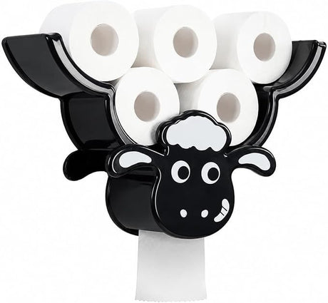 Creative Sheep Toilet Paper Holder, Wall-Mounted Metal Tissue Storage Rack, Punch-Free Easy Installation Paper Towel Holder, Funny Home Decor for Bathroom