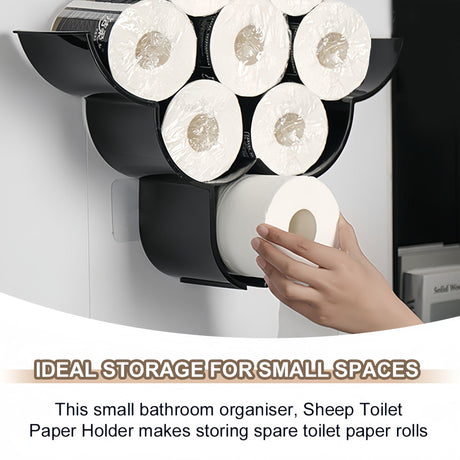 Creative Sheep Toilet Paper Holder, Wall-Mounted Metal Tissue Storage Rack, Punch-Free Easy Installation Paper Towel Holder, Funny Home Decor for Bathroom